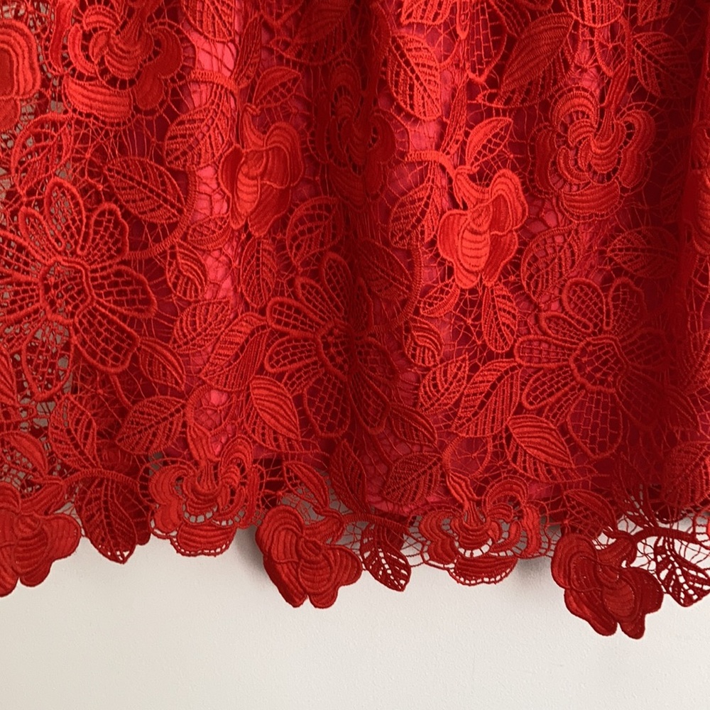 NWT Lover + Friends Womens Mini Lace Dress Size S Cherry Red Dopamine Dressing - Picture 8 of 11